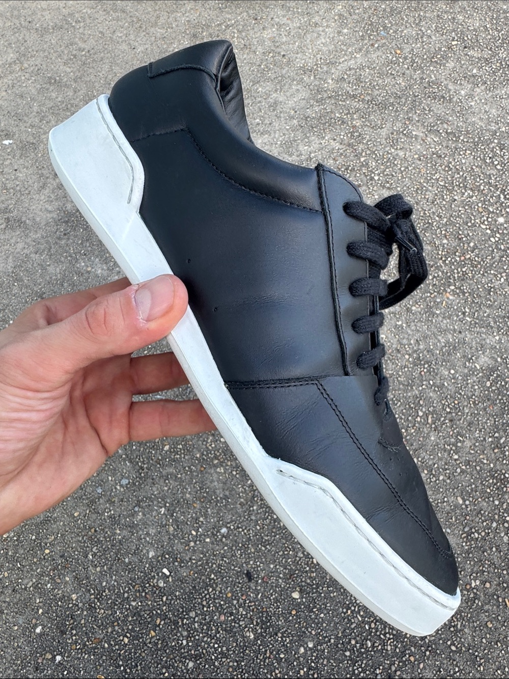 Oliver Cabell Black Leather Sneakers with White Soles 42 EU/9 US - Made In Italy - Picture 11 of 12